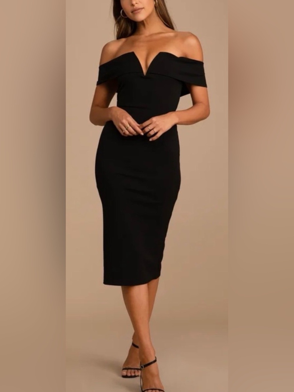 NWT Lulus My Favorite Night Black Off the Shoulder body Con Dress - Black - M
